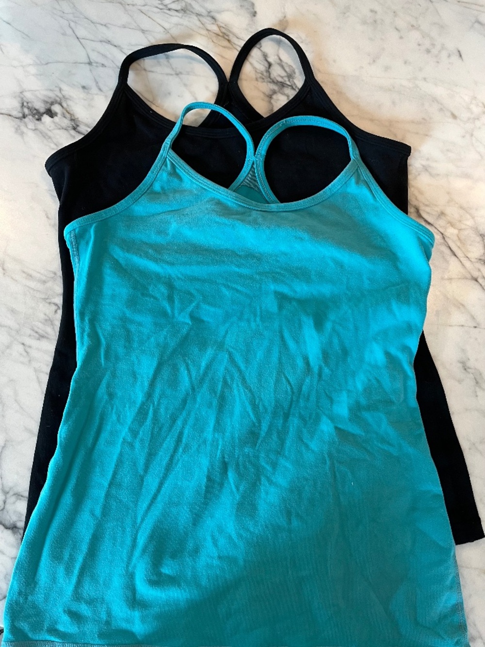 Pair Original Luon Lululemon Power Y Tank Tops - NO SHELF BRA